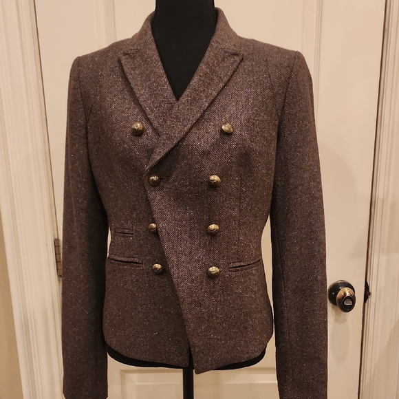 Banana Republic Jackets & Blazers - Vintage Banana Repunlic Brown Tweed Blazer With Military Brass Buttons Sz 8